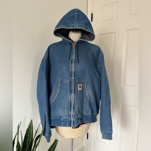 Carhartt VINTAGE J08DST Blanket-Lined Washed Denim Active Jacket -